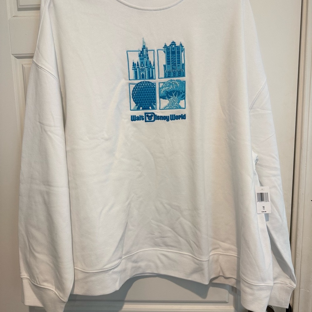 NWT Disney Parks 4 Park Embroidered Sweatshirt 1X